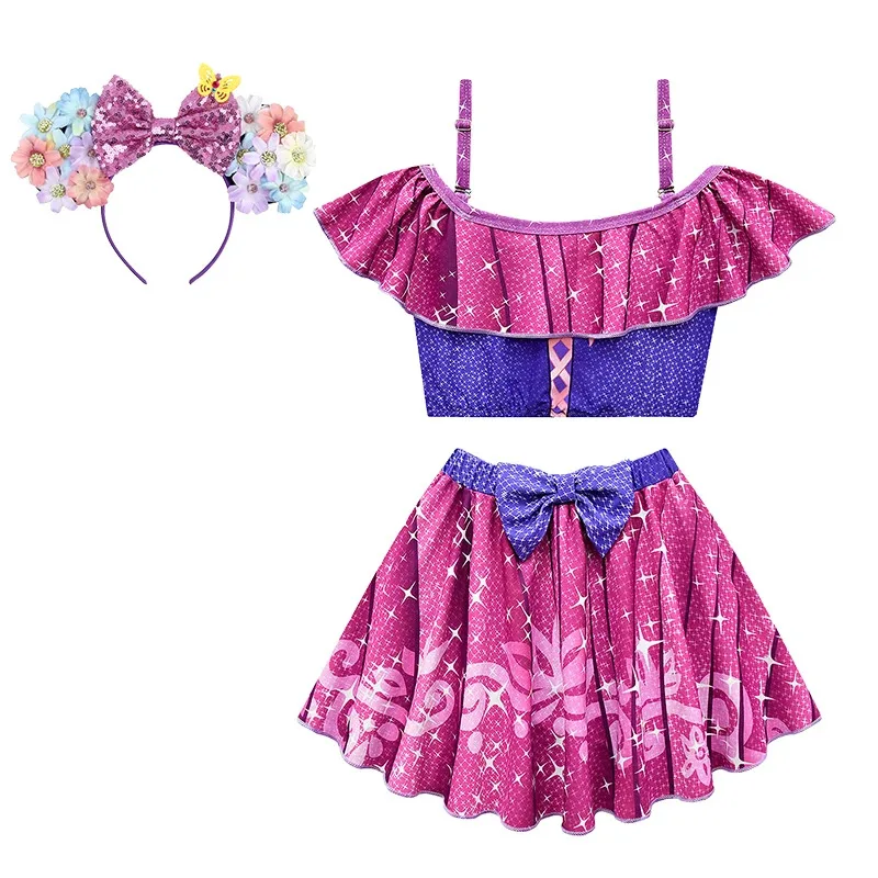 بدلة سباحة أنيمي 2022 جديدة للفتيات ملكة الثلج إلسا آنا الأميرة ملابس سباحة للأطفال قطعة واحدة رابونزيل ميليندا تيانا باب 72th #5