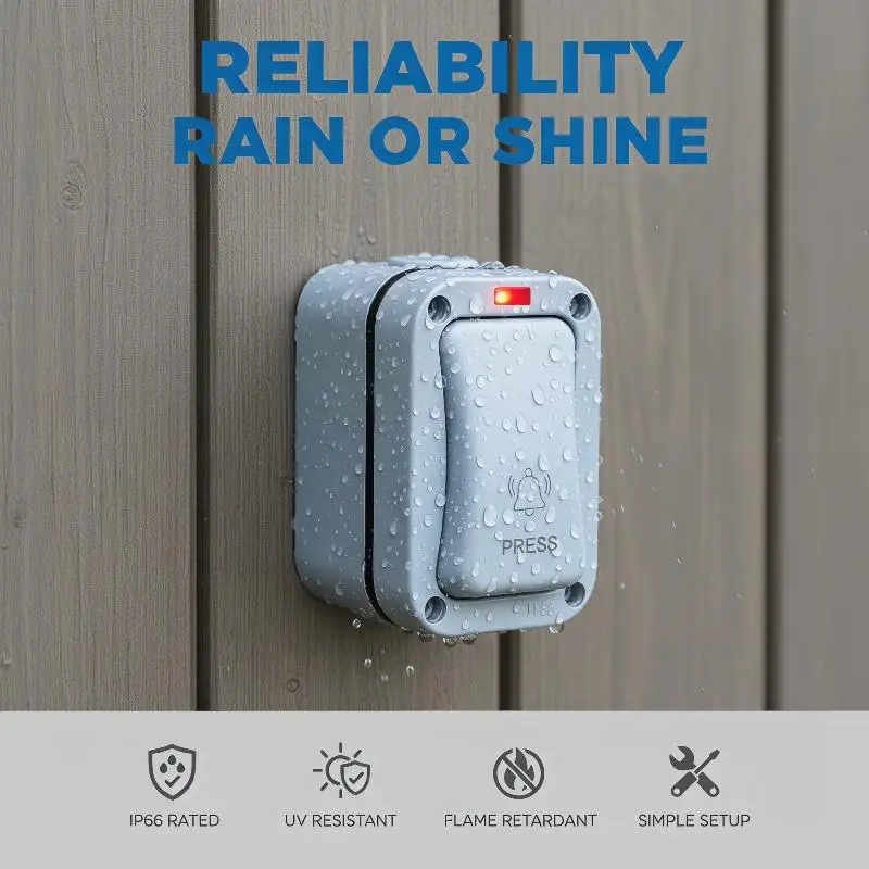 AC250V 20A Doorbell Switch Self-resetting Outdoor IP66 Patio-Mounted Waterproof Doorbell Control Push-Button Switch