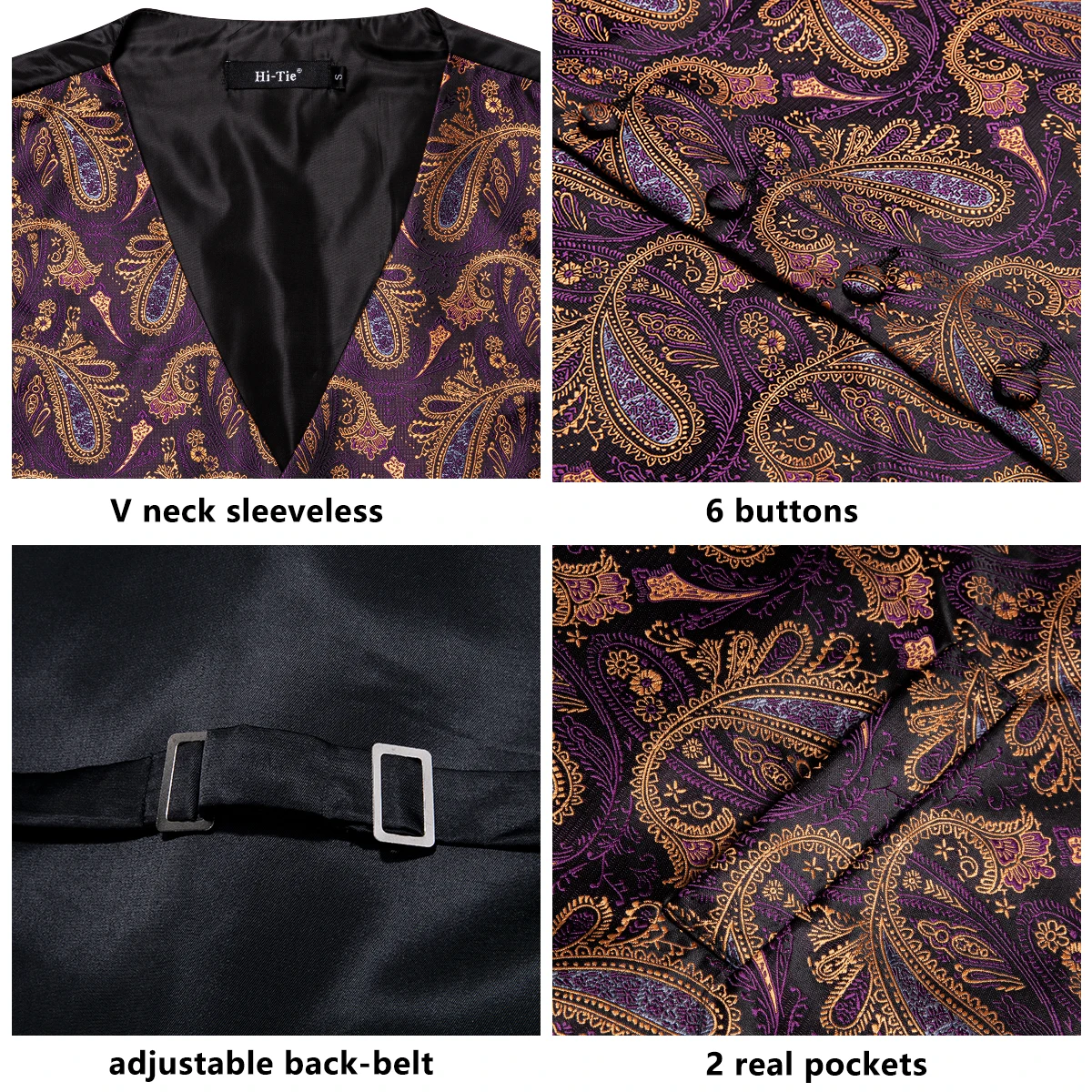 Fioletowo-złoty zestaw dodatkó – Pocket Square Set recenzja i cena