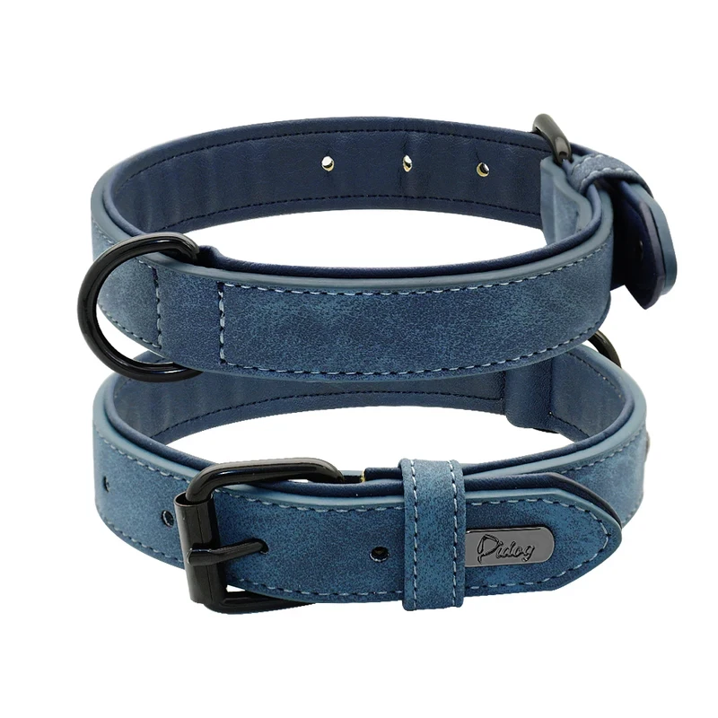 Soft Padded Leather Dog Collar Adjustable Microfiber Pet Collars for Small Medium Large Dogs Pitbull Bulldog