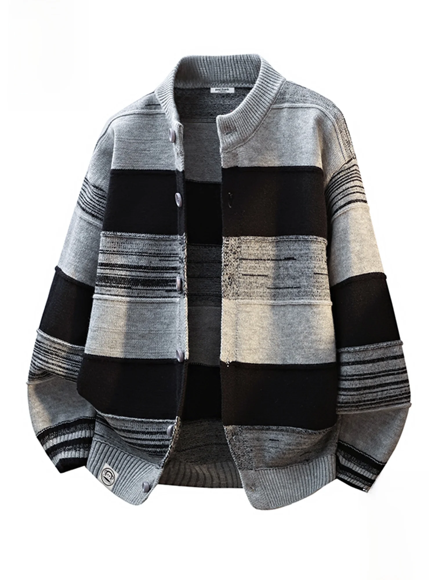 

PaulFrank M Knitted Sweater round Ne Autumn Casual Striped Patchwork Knitwear Middle Thin Warm Faionable Open Car...