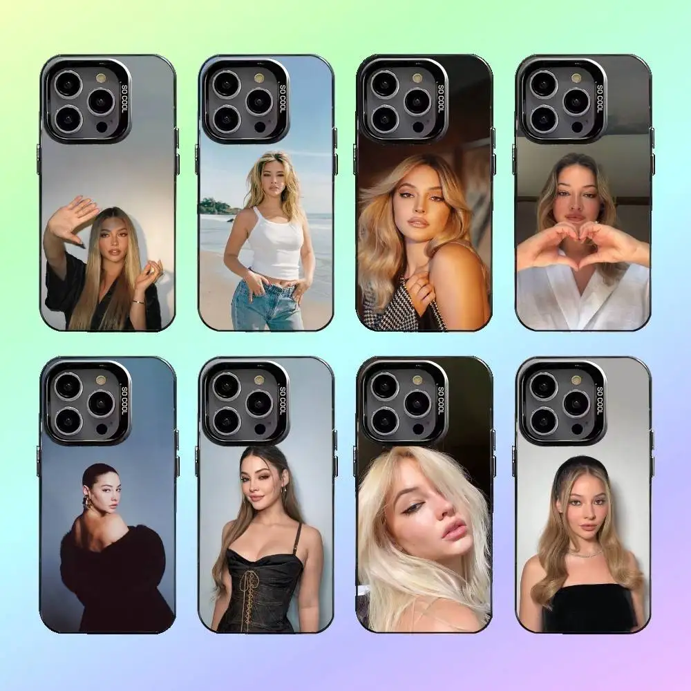 

Cute M Madelyns C-Cline Phone Case For iPhone17,16,15,14,13,12,11 Plus,Pro Max Colorful Silver Back Phone Case