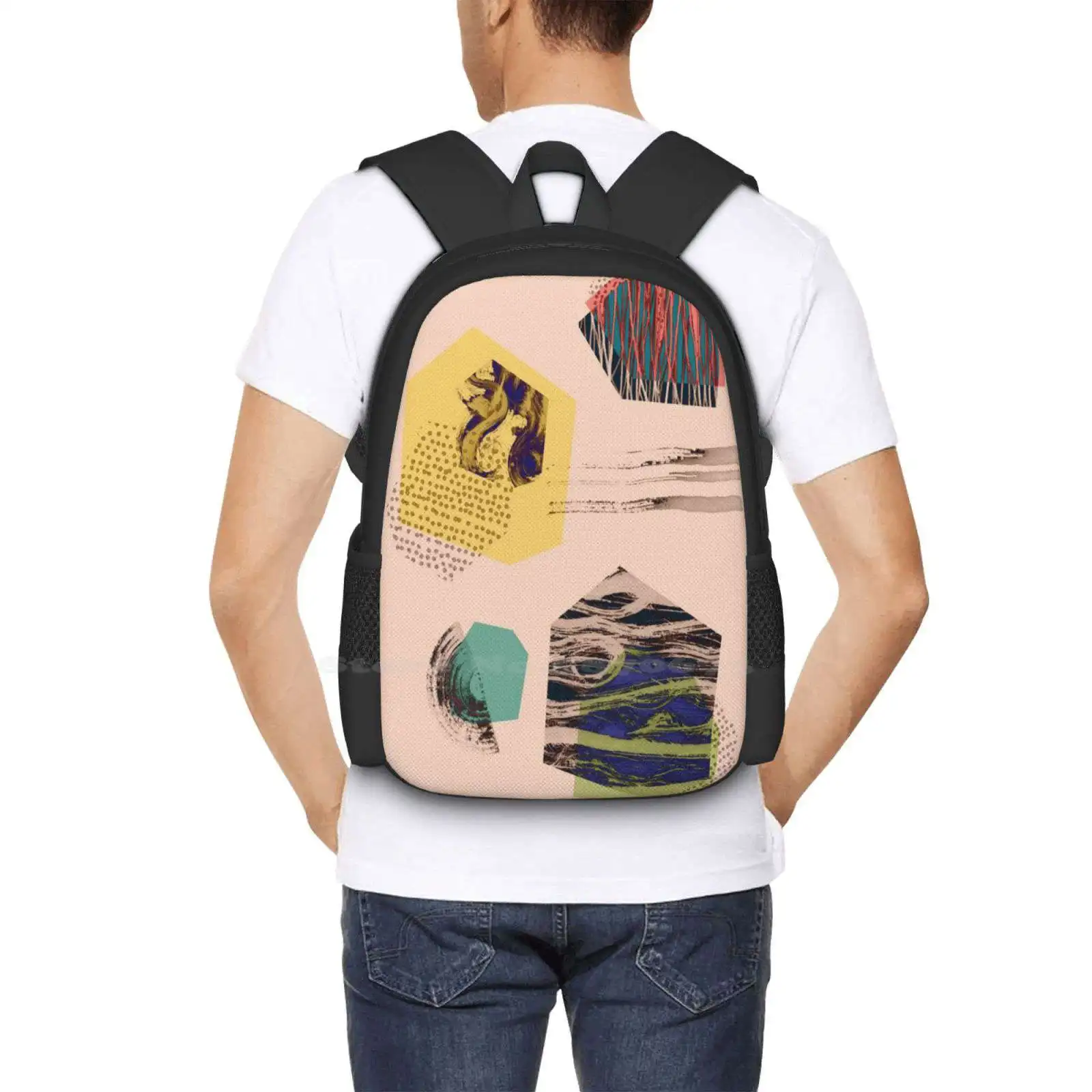 Rocks 3 New Arrivals Unisex Bags Student Bag Backpack Japanese Zen Garden Textures Block Shapes Overlapping