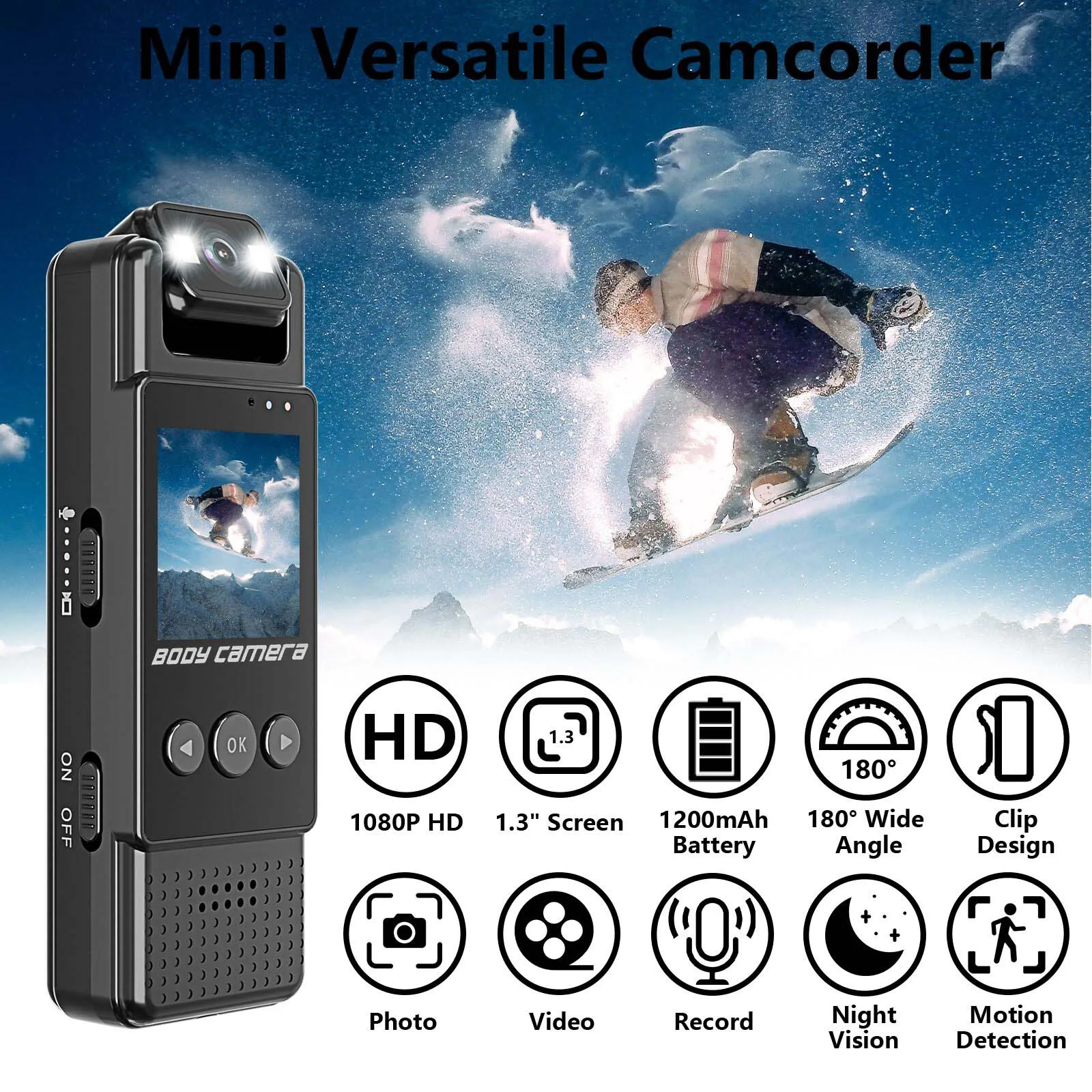 WiFi Portable Sports Camera, Night Vision, Body Recorder for Law Enforcement, Delivery & Riding