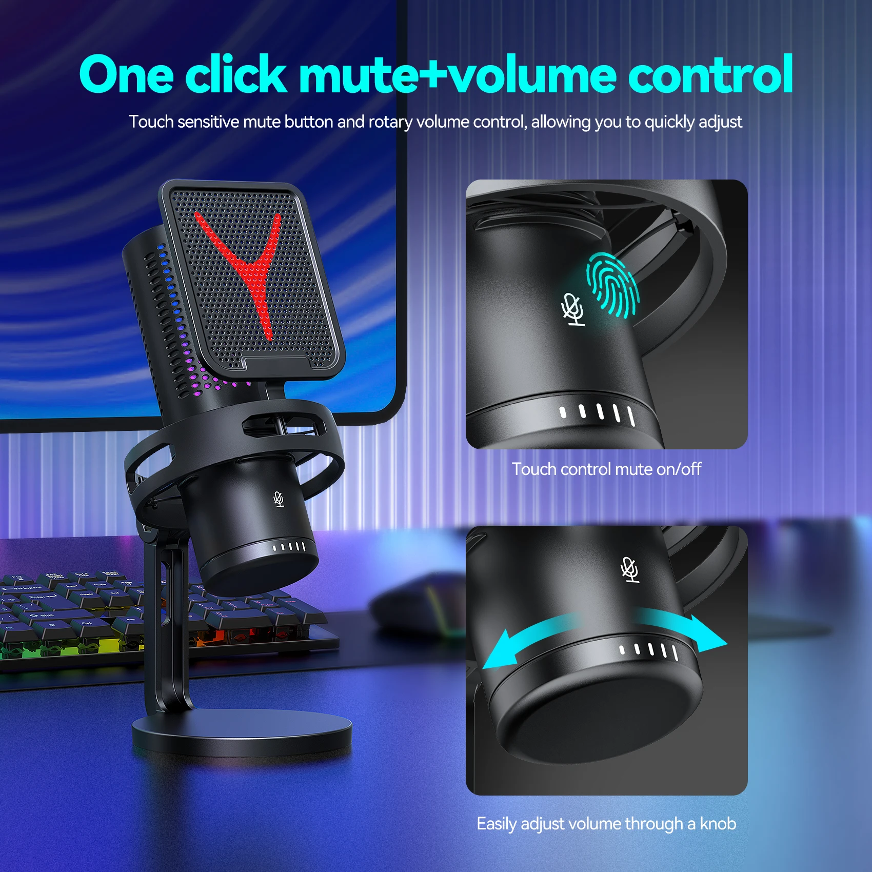 Professionelles Gaming-Mikrofon Mit Ständer, Rgb Usb-Kondensatormikrofon Für Pc, Laptop, Streaming, Podcast, Karaoke - Studioqualität C Sd5C461F4F94144C8B9499297C2D2256Bl