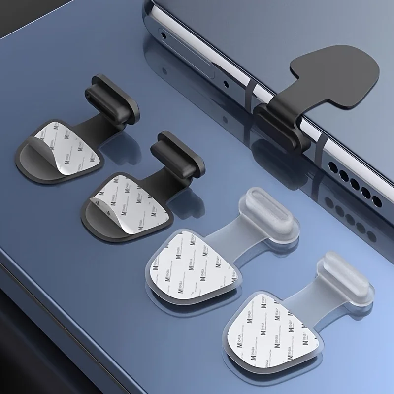 2/4PCS or iPhone &amp; Type C Android Phones Silicone Dust-Proof Plug Tablet Black/Transparent Universal Charger Port Protector f