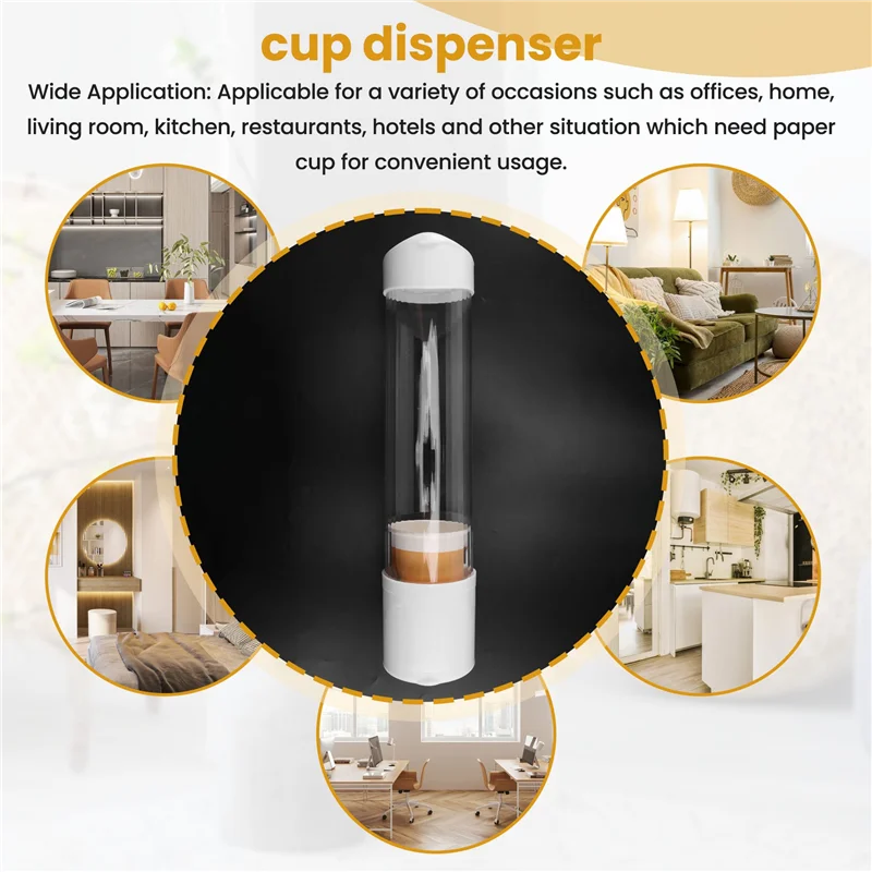 ABUM-Cup Dispenser, Cup Holder Fits 3Oz - 7Oz Flat Bottom Or Cone Cups Water Cups Dispenser Wall Mounted Bathroom