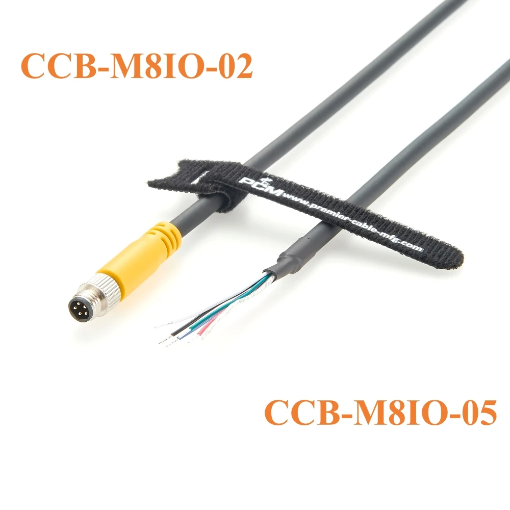 M8 5Pin B Code GPIO Power I/O Trigger Cable High Flex Industrial Camera Cable CCB-M8IO-02 CCB-M8IO-05 Compatible Cognex in Sight