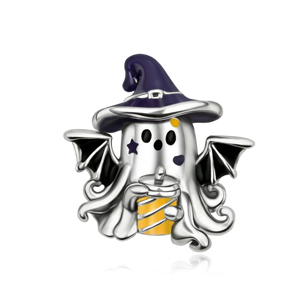 

Danturn 925 Sterling Silver Original Beads Ghost Dangle Charm fit Snake Chain Bracelet Fashion Women Jewelry Making