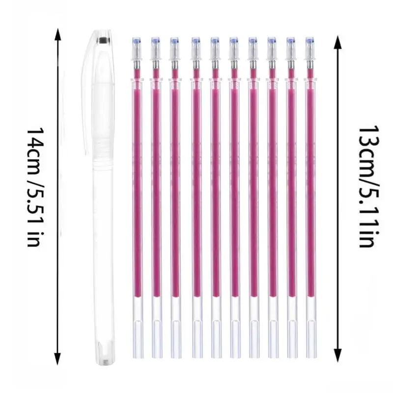 10Pcs/Set Heat Erasable Magic Marker Pen Temperature Disappearing Fabric Fabric Pens Lines Marking DIY Craft Marker Pen