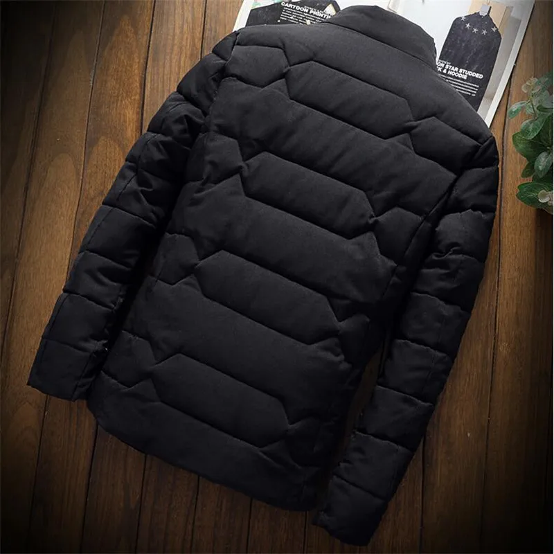 Autumn Winter Jacket Men Thicken Warm Cotton-padded Mens Jackets Slim Fit Stand Collar Youth Winter Jackets and Coats For Me