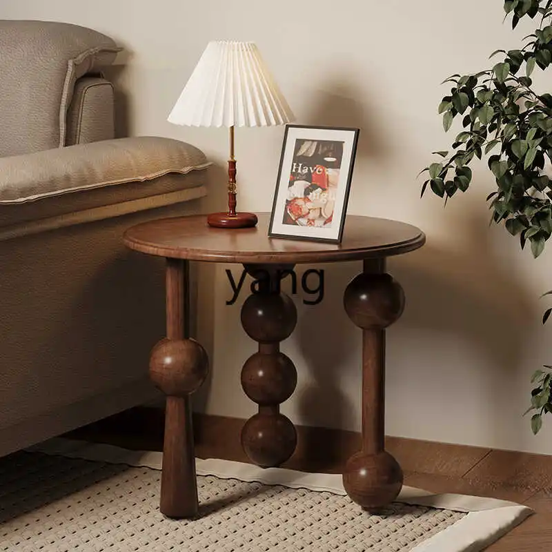 LMM-mesa con borde de madera maciza de estilo medieval retro, mesita para café de sala de estar, cocina y hogar