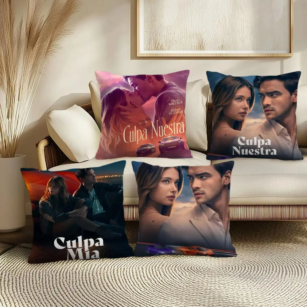 Funda de cojín My F-Fault Culpa Mia, funda de almohada de felpa corta y suave, textura lisa y acogedora, funda de cojín estética, decoración del hogar