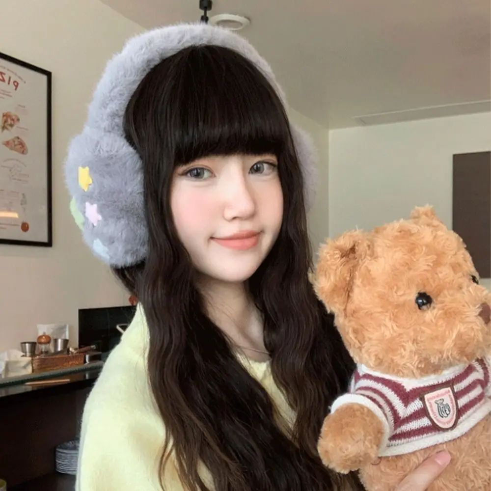 귀여운 플러시 귀마개 방한 접이식 귀덮개 따뜻하게 유지 두꺼운 별 모양 귀마개 여성 소녀용