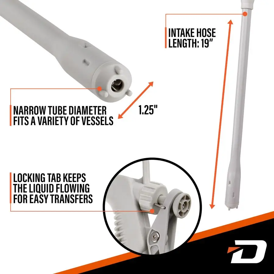 BatteryPowered Stick Fuel Transfer Pump with Hand Trigger Nozzle, 3.2GPM Flow Rate amp 51 Rubber Transfer Hose, Fits Most Gas Ca