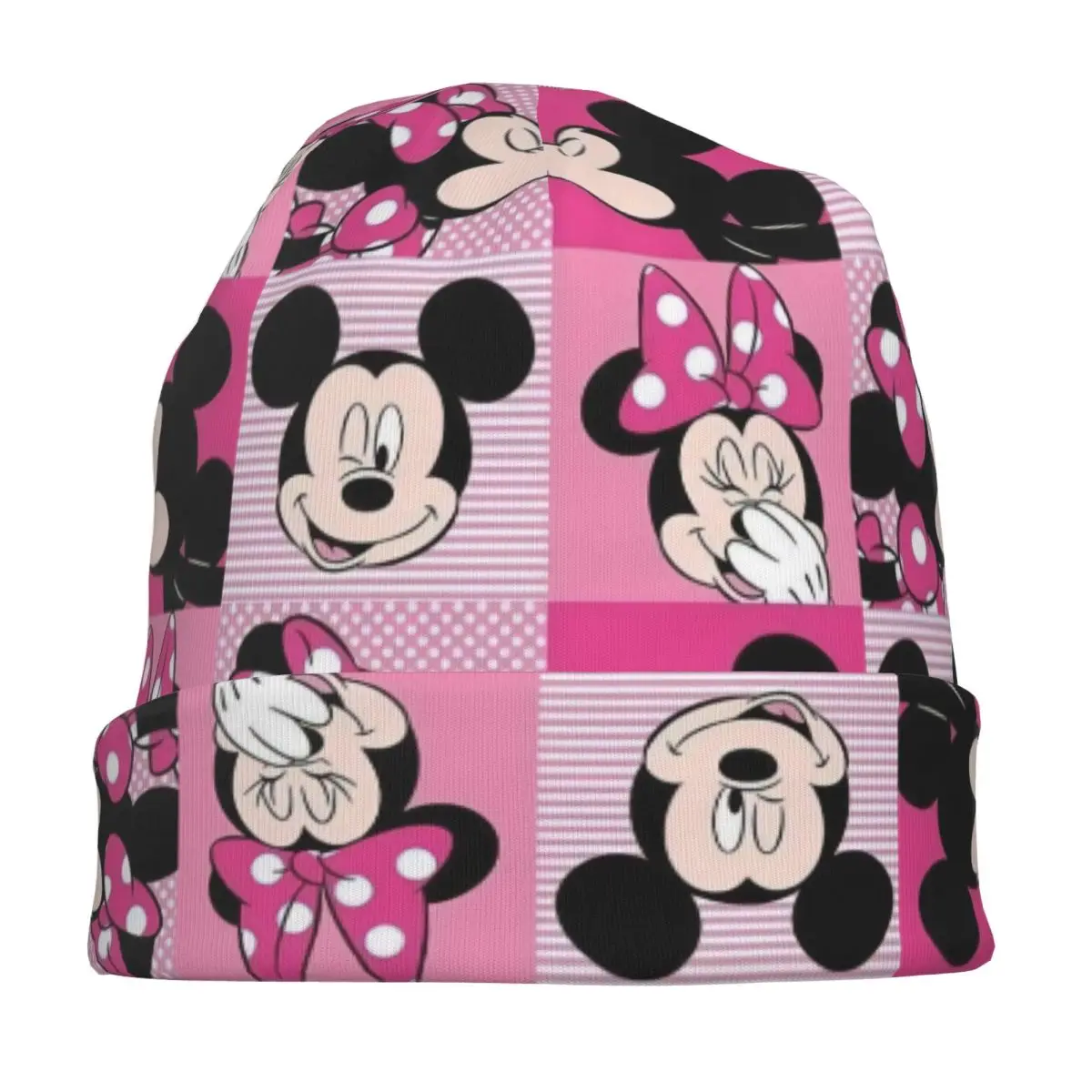 ミッキーミニーマウスボンネットハットヴィンテージアウトドアスカリービーニー帽子男性女性用暖かいデュアルユースキャップ