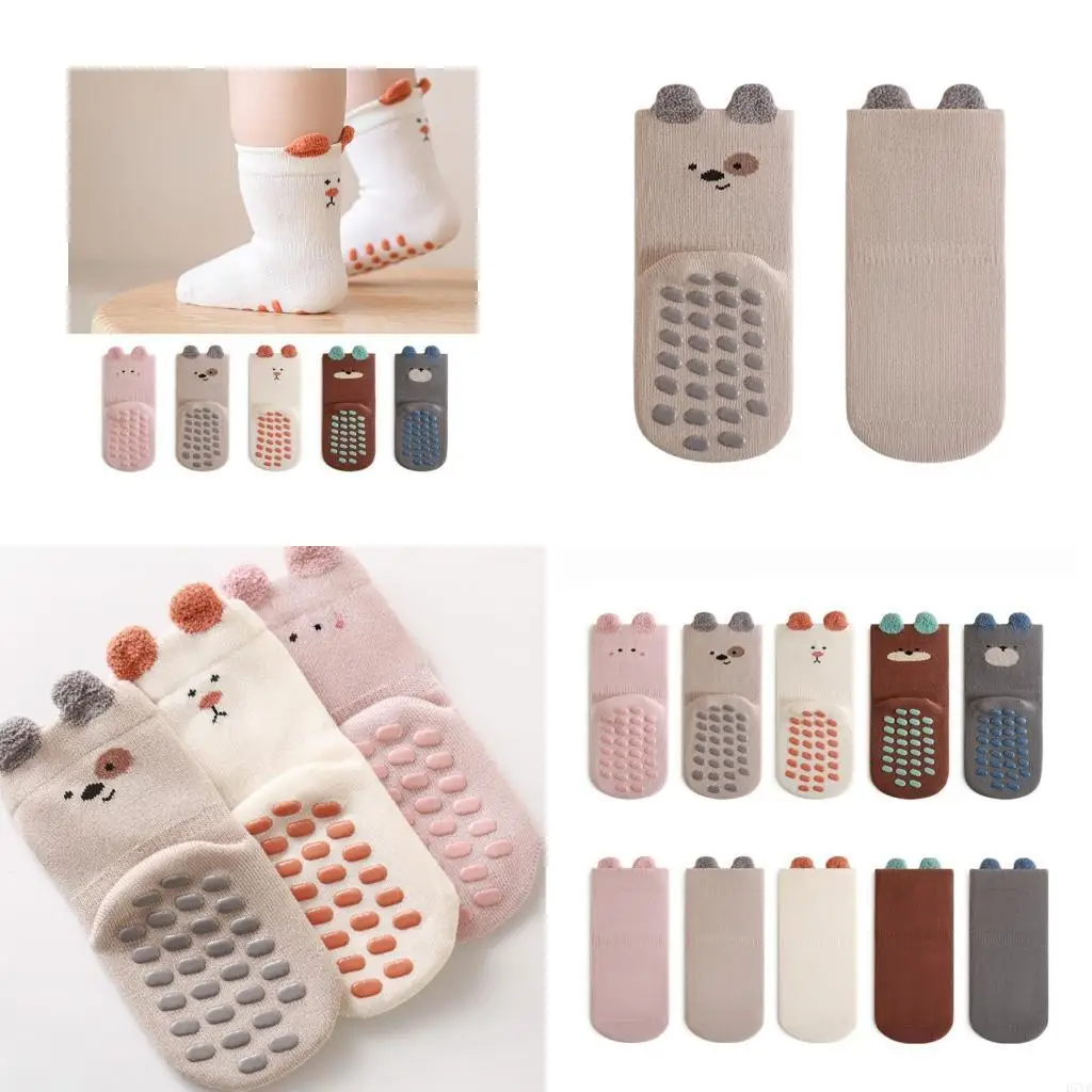 

D7YD Nonslip Bottom Infant Play Socks Soft Cotton Fabric Seasonal Fall Warm Socks