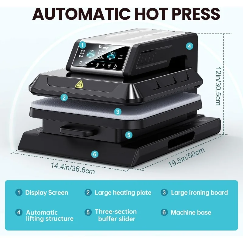 Auto Heat Press Machine for T Shirts-Auto-Release 15x15 Heat Press - Rapid Heating, Even Heat Distribution, Ideal for HTV,