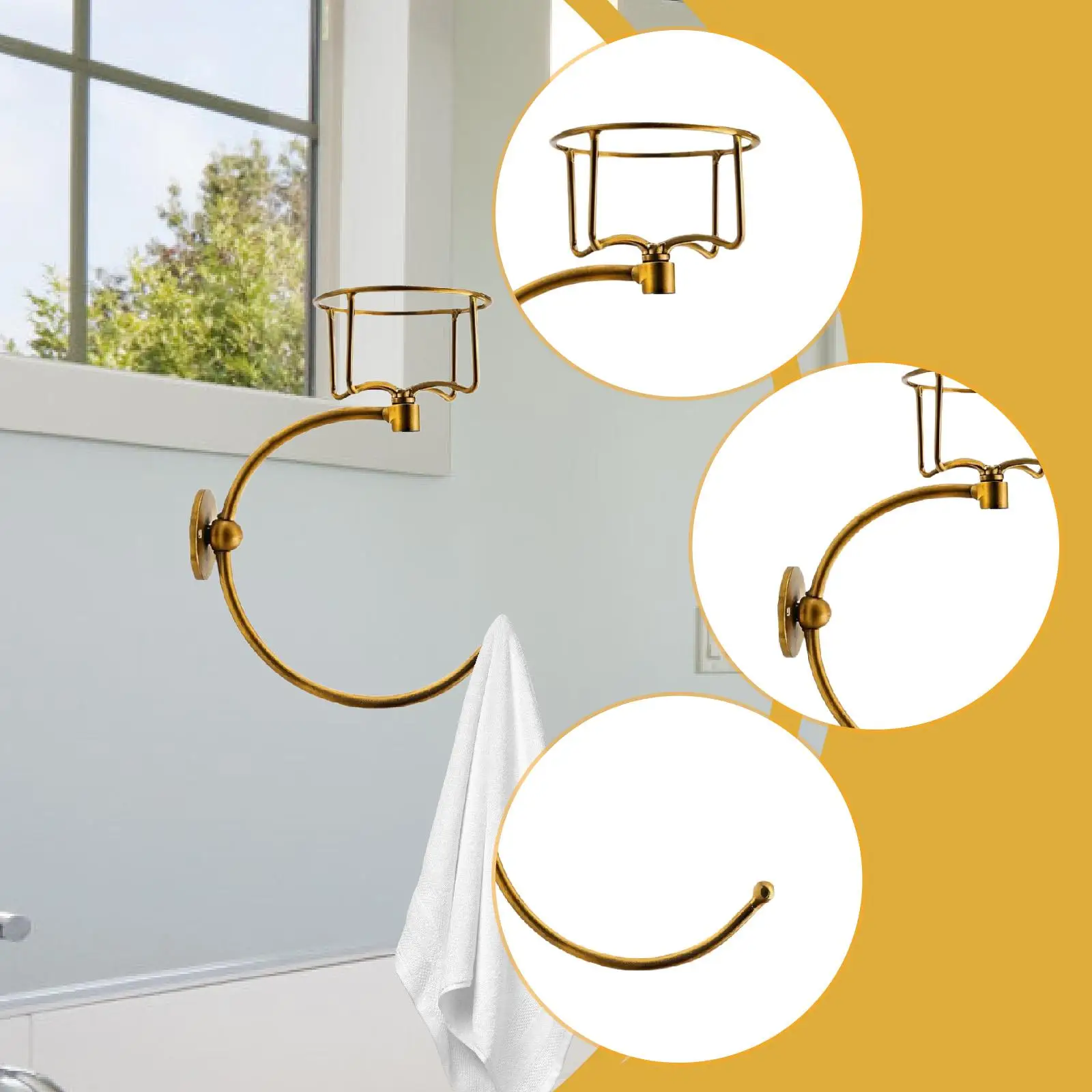 Handtuchring, Metall, schlicht, elegant, Wandmontage, Handtuch-Aufbewahrungsregal, Kerzenhalter, Dekor für Hotel, Zuhause, Badezimmer, Bauernhaus, Küche