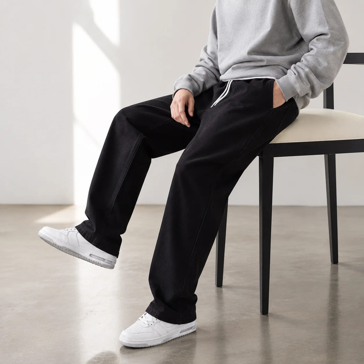 Men'S Fashion With Baggy Jeans - Yıkanmış Denim Kot Erkekler Gevşek Düz