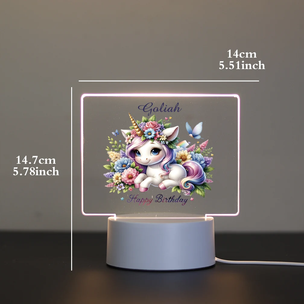 

1 pc new Pegasus with children UV Print Personalized Name 3D Touch LED Night Light 3D Visual Acrylic Lamp Kids Room Decor