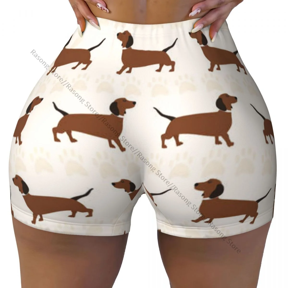 Spandex-Yoga-Shorts für Damen, Hunde der Dackelrasse, Workout-Booty-Shorts