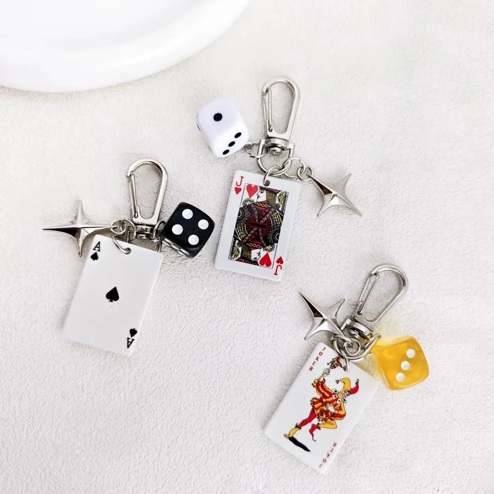 New Stereoscopic Design 3D Dice Keychain Color Dice Playing Card Element Playing Card Keychain Personalized Pendant Gift