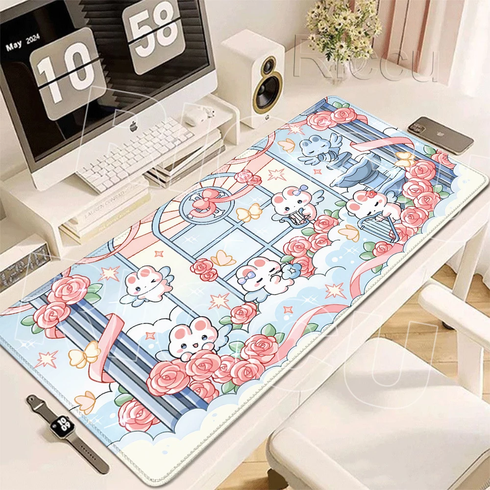 New Kawaii Rabbit Ins Style Mousepad Large XXL Rubber Washable Anti-slip Pretty Bunny Table Mat Pc Computer Keyboard Protect Pad