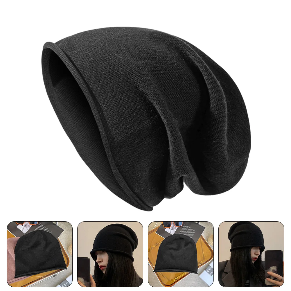 

Universal Polyester Beanie Hats for Men Women Warm Winter Outdoor Foldable Knitted Cap Comfortable Lint Coverings