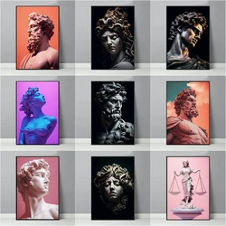Greek Mythology Statue Poster Medusa Zeus Dike Poseidon Atlas Venus Canvas Painting Wall Art Picture for Living Room Home Decor