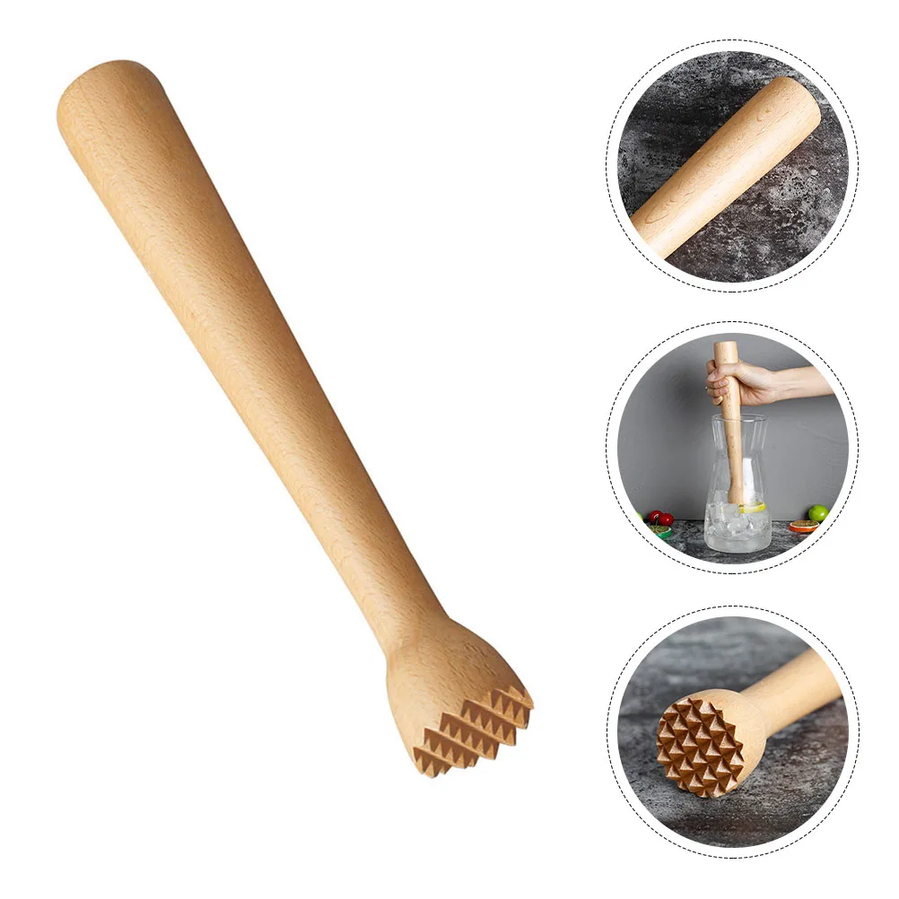 1pc Wooden Masher Bar Tool Beech Pestle Ice Crushed Rod Milk Tea Stirring Fruit Crusher Cocktail Mixer Kitchen Bar Supplies
