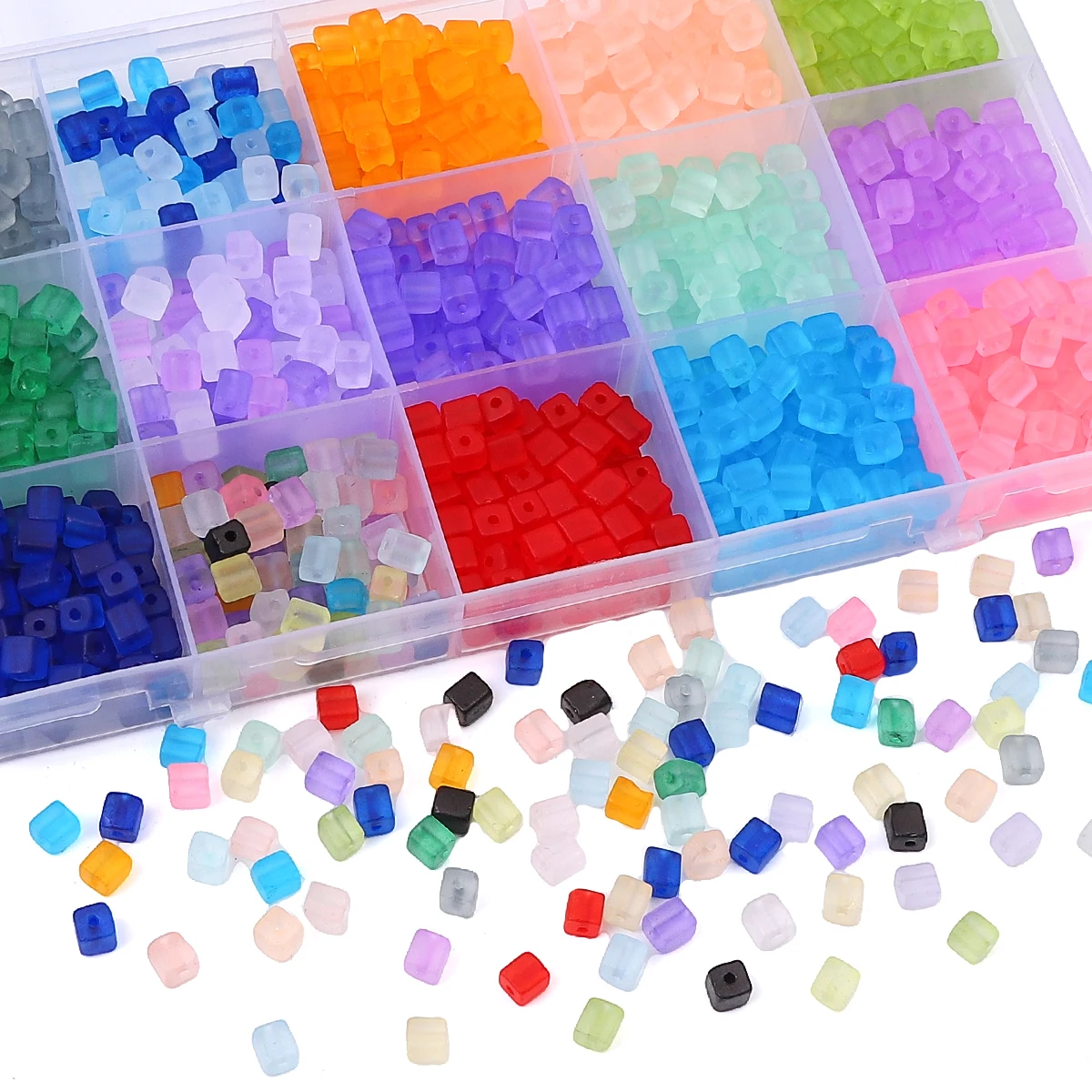 About50Pcs frosted glass, sugar cubes, rice beads, loose beads, handmade DIY for jewelry, bracelets, clothing, accessories, mate