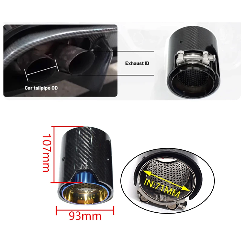 Untuk BMW M2 F87 M3 F80 M4 F82 F83 pipa knalpot Upgrade MP serat karbon M logo hitam ujung pipa knalpot