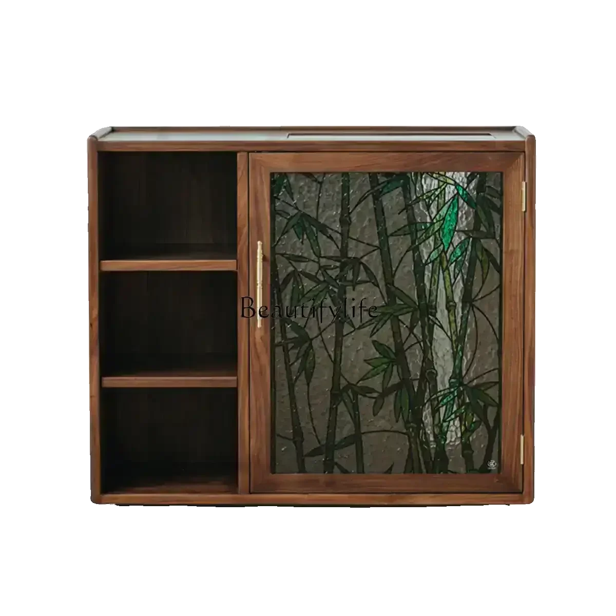 

FG44Black walnut removable tea cabinet living room home solid wood retro dining side cabinet