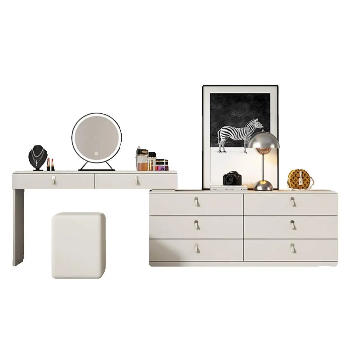 خزانة غرفة النوم المصنوعة من الخشب الصلب، خزانة مكتب، طاولة زينة متكاملة #5