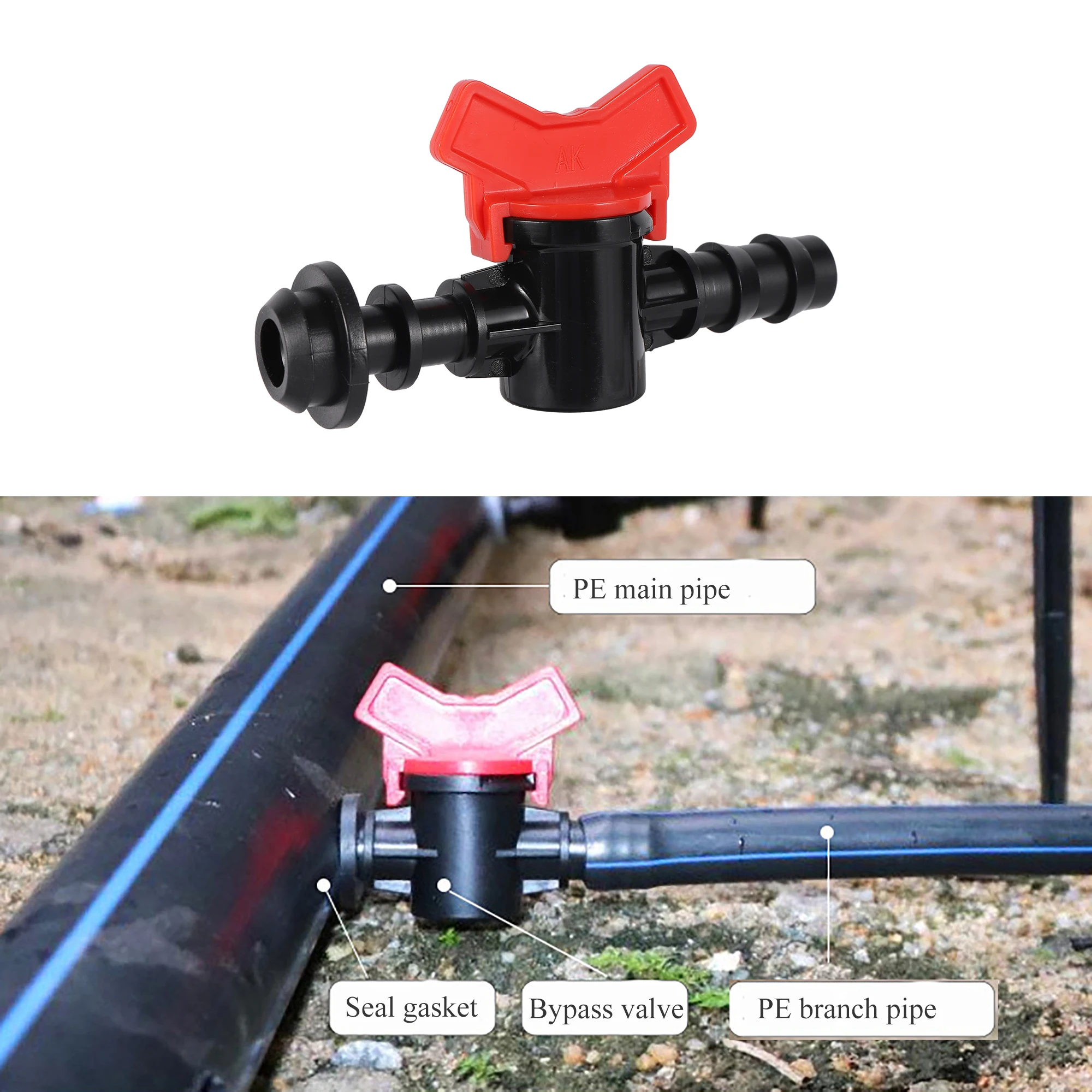 2pcs DN16 DN20 DN25 Pvc Pipe Branch Water Control Pipe Bypass Valve Garden Drip Irrigation Water Stop Joint Valve Garden Water C