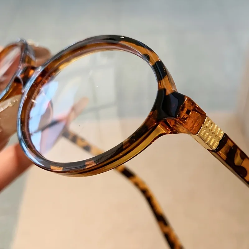 2 Stück Damen Oval Retro Brille Y2K Leopard Kleiner Rahmen Brille Neue Mode Einfache Vintage Weibliche Mädchen Brillen – Detail 4