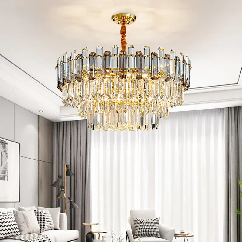 Biewalk Modern luxury crystal chandelier living room dining room chandelier golden round wall lamp home lighting