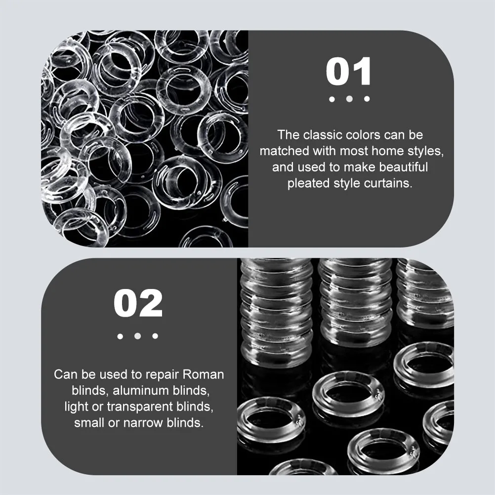200 Pcs Curtain Accessories Window Perforated Rings Clip Curtains Plastic Rods Holders Clear Roman Circle Drapes