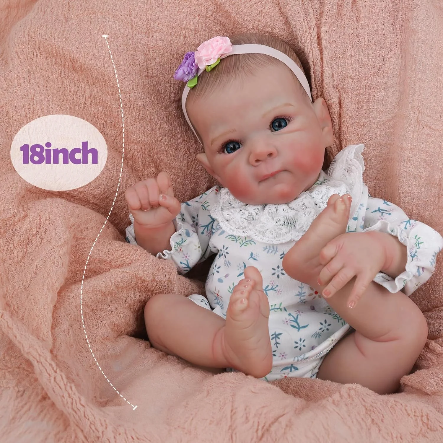 Reborn Baby Dolls Girl - 18-calowa realistyczna ręcznie robiona realistyczna lalka noworodkowa Prawdziwe miękkie ciało z prezentem dla dzieci w wieku 3+