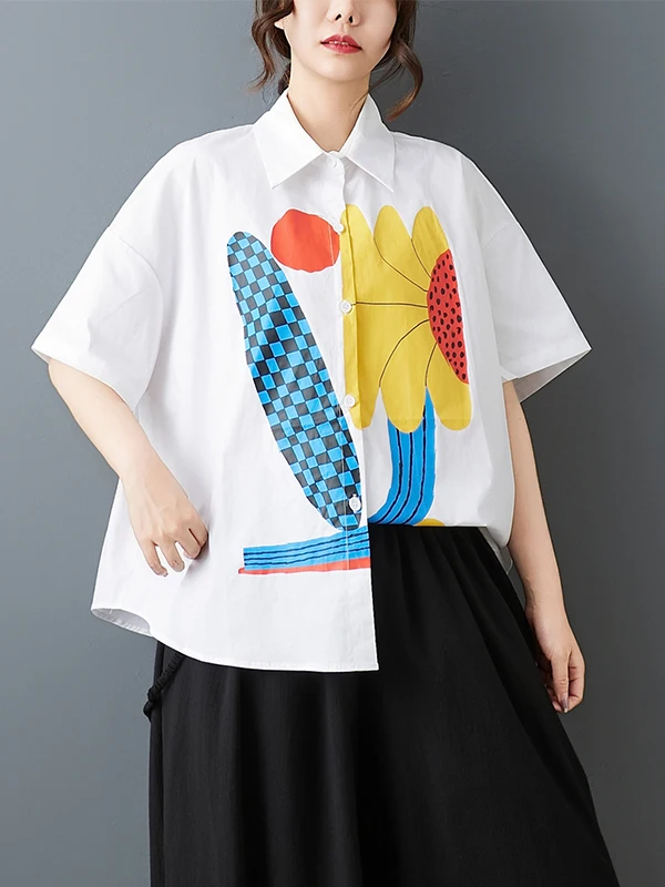 Rétro impression 3D ort Sve décontracté irt femmes été 2025 nouveau coréen ample Sle trajet minceur haut polyvalent