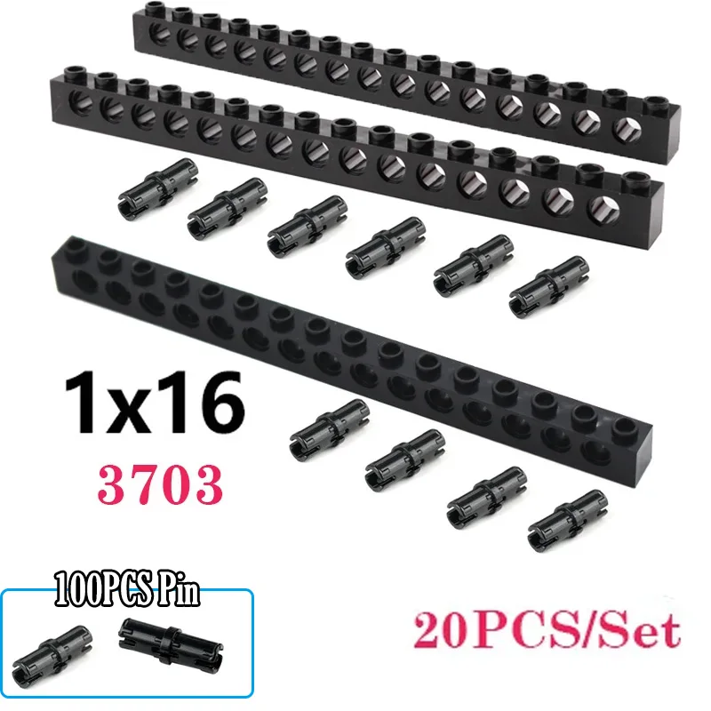 20PCS MOC 2730 Technology Building Block Parts 1x16 with 15 Hole With 2780 Pins Connection Assembly Toy Model Bricks Accessories