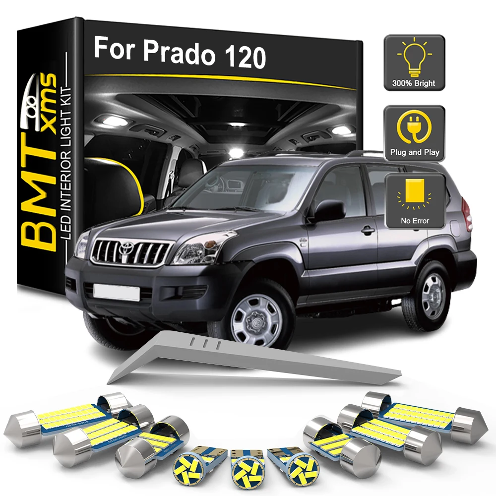 BMTxms 17Pcs For Toyota Prado 120 2002-2005 2006 2007 2008 2009 LED Interior Light Bulb Kit Canbus Car Reading Dome Trunk Lamp