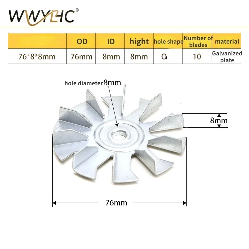 Stainless Steel/Galvanized Convection Oven Fan Blade Fan Impeller for Oven Fireplace Biomass Pellet Stove Motor Fan Accessories