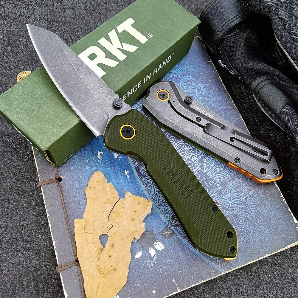 CR 6280 Tactical Pocket Folding Knife 8Cr13MoV Stonewash Plain Blade, Carbon Fibre/G10 Handles Outdoor Camping Hunting EDC Tool