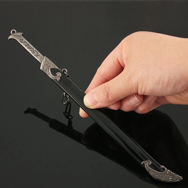 22cm/8.66in Elf King Thranduil Sword Keychains Film and Tv Peripherals Medieval Weapon Model Metal Samurai Sword Boys Toys Gifts