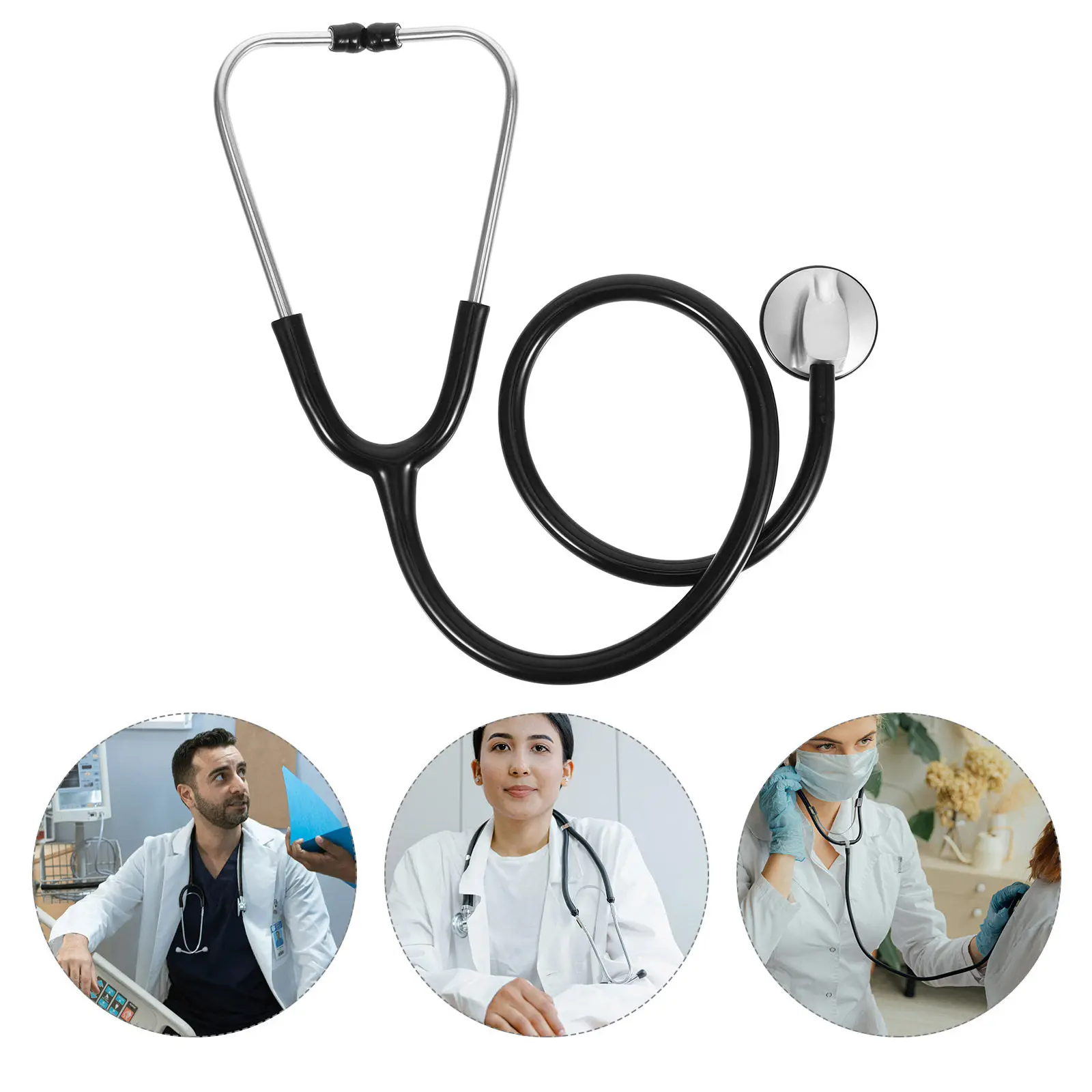 

Black Single Tube Stethoscope Medical Tool Accurate Auscultation Nurse Nursing School Supplies Doctor Costume Accessories