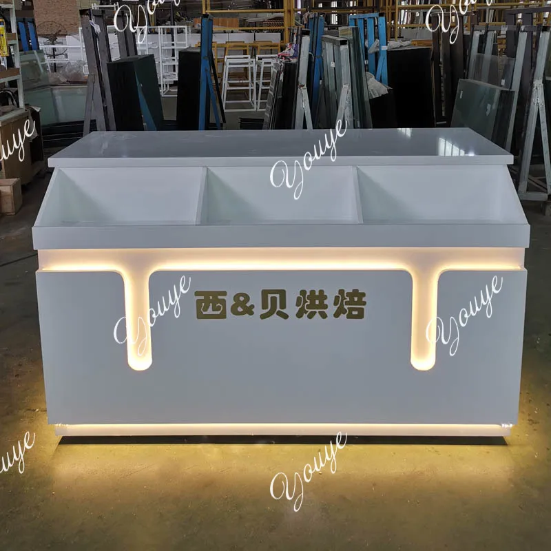 New bakery checkout page reception cake shop counter display baking paint can be customized