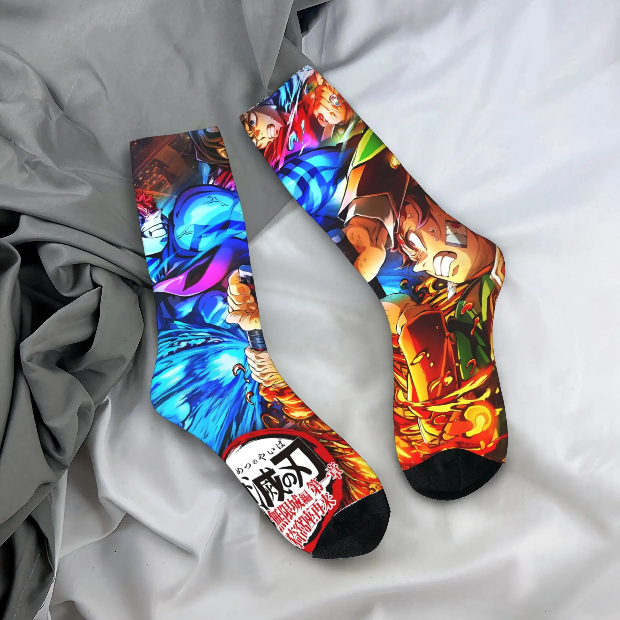 

Носки D-Demon Slayer Nezuko Giyu Tomioka, противоскользящие чулки для женщин и мужчин, качественные спортивные носки для бега, осенние носки с готическим дизайном