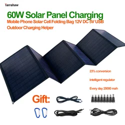 60W Solar Panel 5V12V 18V Folding Solar Charging Panel Mobile Phone Power Bank Outdoor Charger For Mobile Power Battery Charge